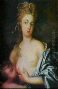 Bildnis Einer Jungen Mutter, Die Ihr Kind Stillt by Pierre Mignard