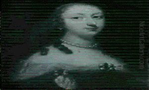 Portrait Of A Lady, Small Half Length, Wearing A Black Dress And A Pearl Choker