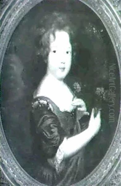 Portrait Of A Young Girl Holding Flowers - view 1