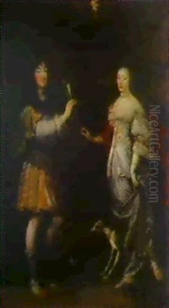 Portrait En Pied De Philippe De Bourbon, Duc D'orleans Et   D'henriette Anne D'angleterre, Duchesse D'orleans - view 1
