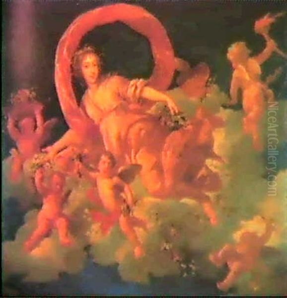 Scene Allegorique Representant Le Portrait Presume De Madamede La Valliere En Aurore - view 1