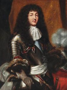 Louis Xiv With Dark Full-buttomed Wig And Armour