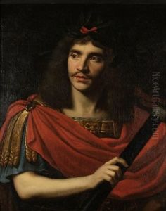 Portrait De Moliere En Cesar Dans La Mort De Pompee De Pierre Corneille by Nicolas Mignard