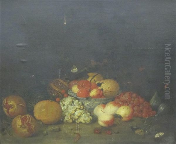 A Still Life Of Pomegranates, Peaches, Grapes And Other Fruit - view 1