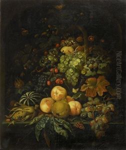 Grosses Fruchtestilleben In Einer Nische by Abraham Mignon