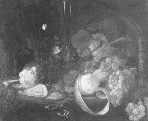 Still Life With Fruits And Oysters by Abraham Mignon