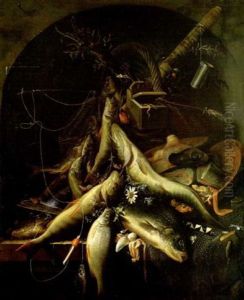 Poissons Et Instruments De Peche by Abraham Mignon