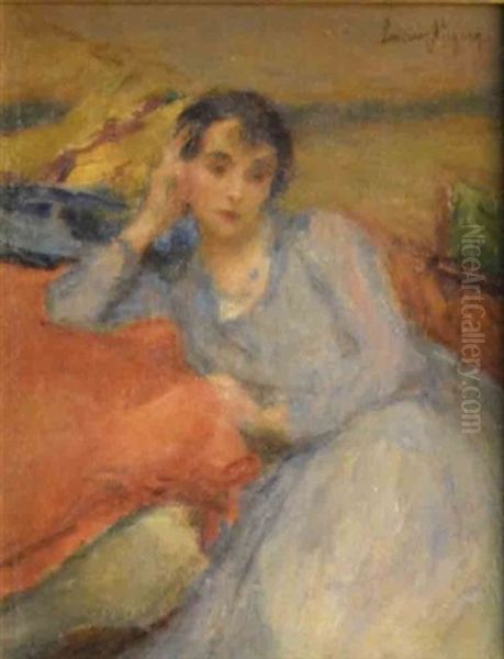 Portrait De Femme A La Robe Bleue - view 1