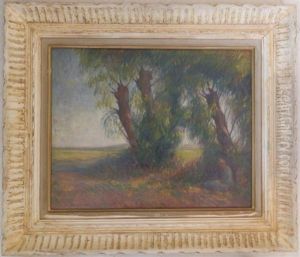 Femme Lisant Sous Les Arbres by Lucien Rene Mignon