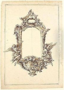 Pen And Brown Ink And Wash Within Black Chalk Framing Lines by Giovanni Bettati