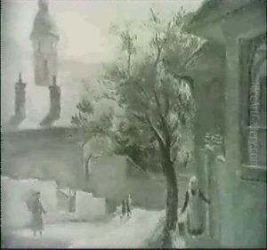 A Village Street With Figures
