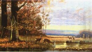 Deer At Disk by Louis Remy Mignot