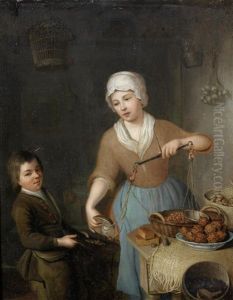 A Maid And A Boy Weighing Hazelnuts