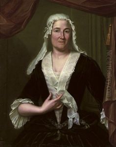 Portrait Of A Lady In A Dark Green Velvet Dress And White Chemise, Wearing A White Headdress Portrait Of A Lady In A Dark Green Velvet Dress And White Chemise, Wearing A White Headdress