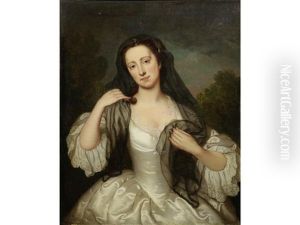 Portrait Of A Lady, Traditionally Identified As Anne Liddell, Half-length, In A White Dress With A Black Shawl by Herman van der Mijn