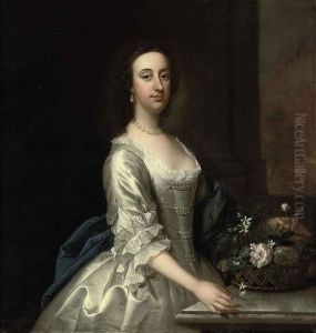 Portrait Of The Artist In White Stock And A Red Coat by Herman van der Mijn