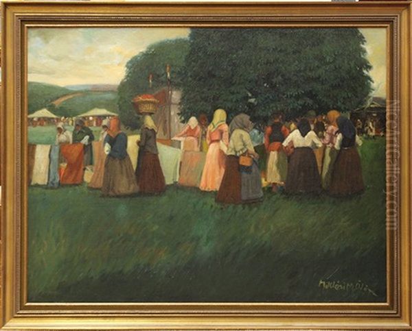 A Market Scene With Many Figures - view 1