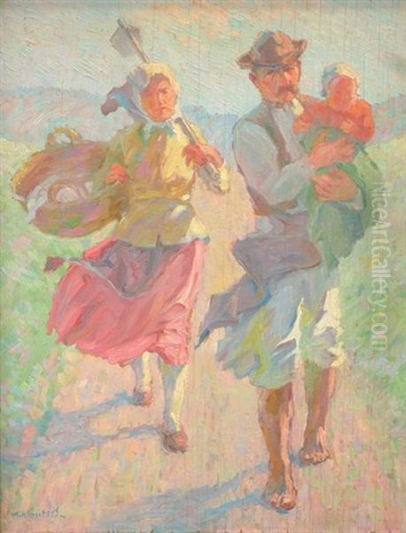 Couple De Paysans Marchant - view 1