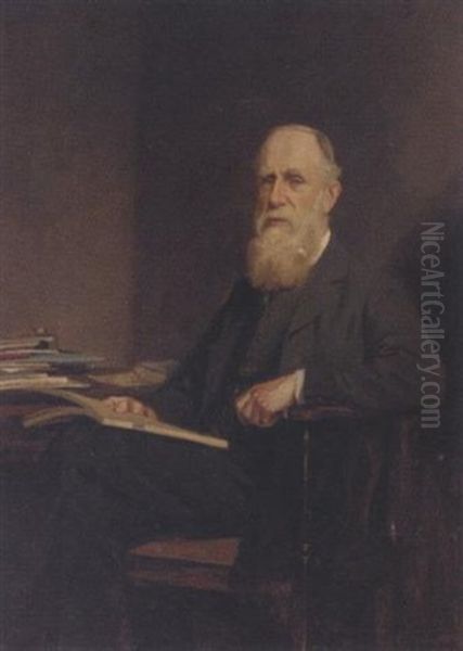 Portrait Of A Bearded Gentleman Seated In His Study Holding A Book - view 1