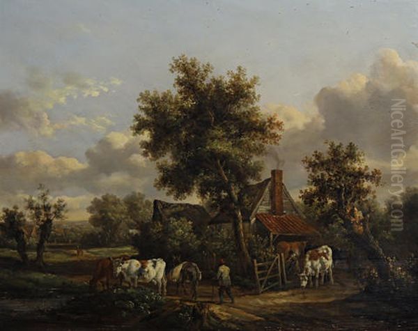 Drover With Cattle (pair) - view 1