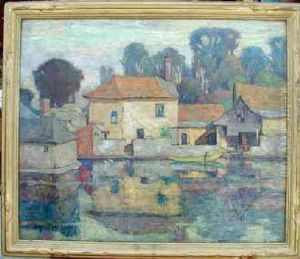 Cityscape With Waterway And Trees by Oliver Milburn