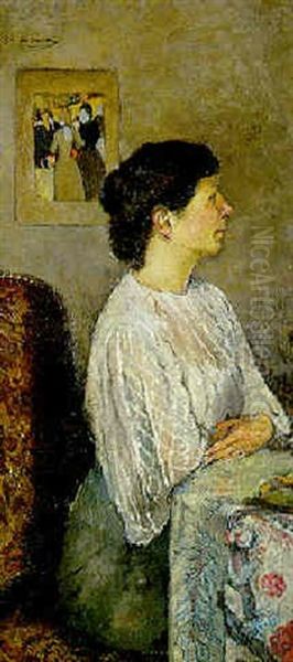 Portrait De Mme. Milcendeau De Profil - view 1