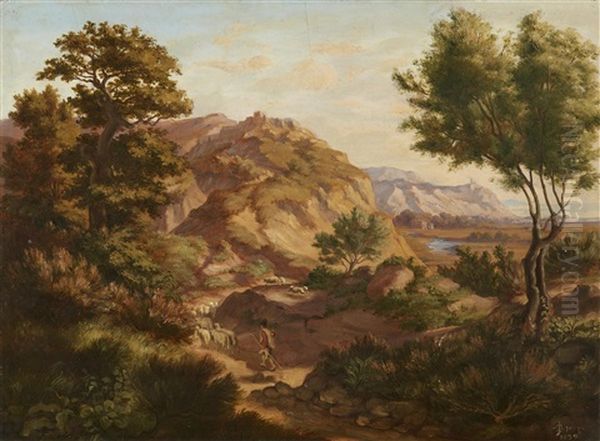Italian Landscape With Shepherds - view 1