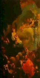 Sacra Conversazione, Maria, Von Den Heiligen Georg,         Franziskus, Petrus Und Paulus Verehrt by Josef Ignaz Mildorfer
