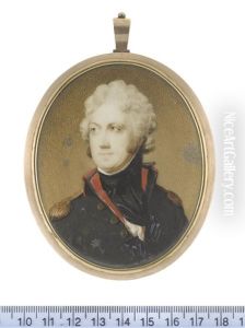 An Officer, Wearing Dark Green Coat With Red Collar And Lining, Gold Epaulettes, White Chemise, Black Stock And Cravat, His Hair Powdered And Tied With Black Ribbon
