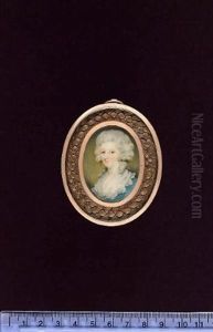 A Lady Wearing Pale Blue Dress With White Collar, Her Hair Powdered by Edward Miles