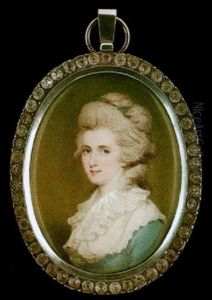 A Portrait Of A Lady With Blue Ribbon In Her Powdered Hair A Portrait Of A Lady With Blue Ribbon In Her Powdered Hair