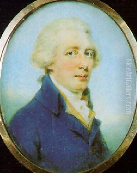 A Gentleman With Powdered Hair En Queue, Wearing Blue Coat - view 1