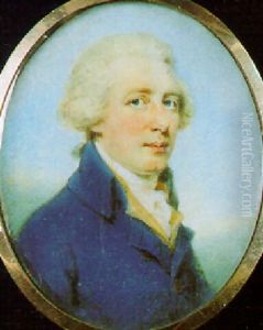 A Gentleman With Powdered Hair En Queue, Wearing Blue Coat
