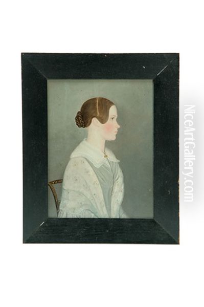 Profile Of A Young Woman Seated In A Decorated Chair - view 1
