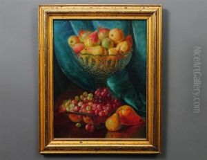 Still Life With Pears And Grapes by John Christopher Miles