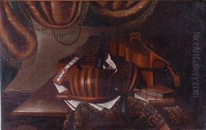 Una Chitarra, Dueliuti, Una Viola Con Arco, Libri E Fogli Di Musica; E Unmappamondo, Un Liuto, Una Chitarra, Un Libro E Fogli Dimusica. by Bonaventura Bettera