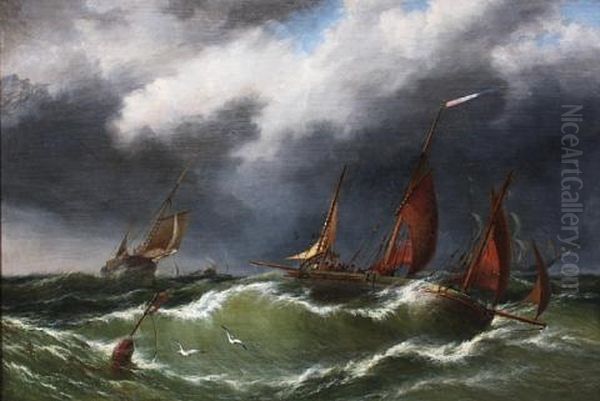 A Coming Gale - Fishing Boats Running From The Dogger Bank - view 1
