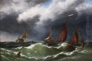 A Coming Gale - Fishing Boats Running From The Dogger Bank by Thomas Rose Miles
