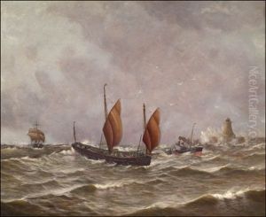 Lugger Running Into Harbour by Thomas Rose Miles