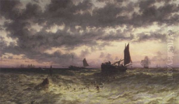 Hauling In The Catch At Sunset - view 1