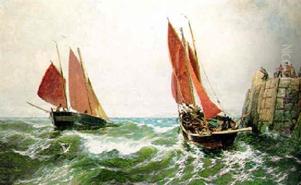 Herring Boats Going To Sea, Peel Harbour, Isle Of Man - view 1