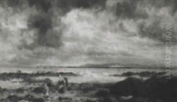 Seaweed Gatherers On A Stormy Day - view 1