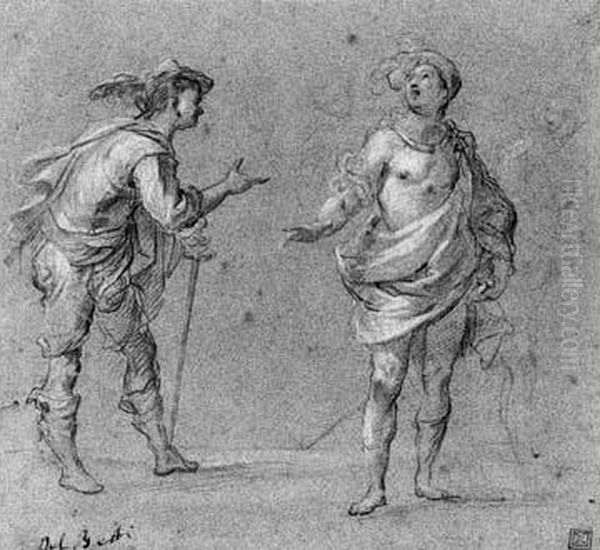Deux Etudes D'homme Debout Portant Un Chapeau - view 1