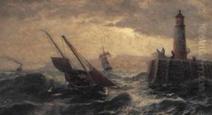 Breezy Morning, Peel Harbour, Isle Of Man by Thomas Rose Miles