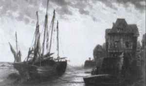 Coastal View At Dusk by Thomas Rose Miles