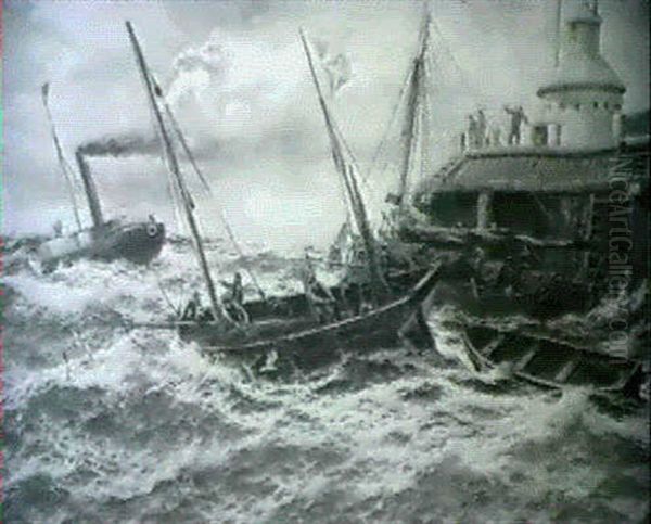 Towing Out, 'gainst Wind And Tide (yarmouth Haven) - view 1
