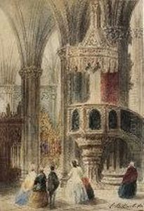 Interno Di Cattedrale Con Figure