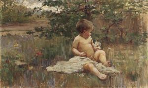 Sitzender Knabe Mit Schmetterling by Alessandro Milesi