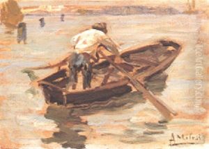 Barcaiolo In Laguna by Alessandro Milesi
