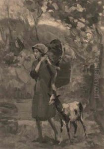 Pastorella Con Capretta by Alessandro Milesi
